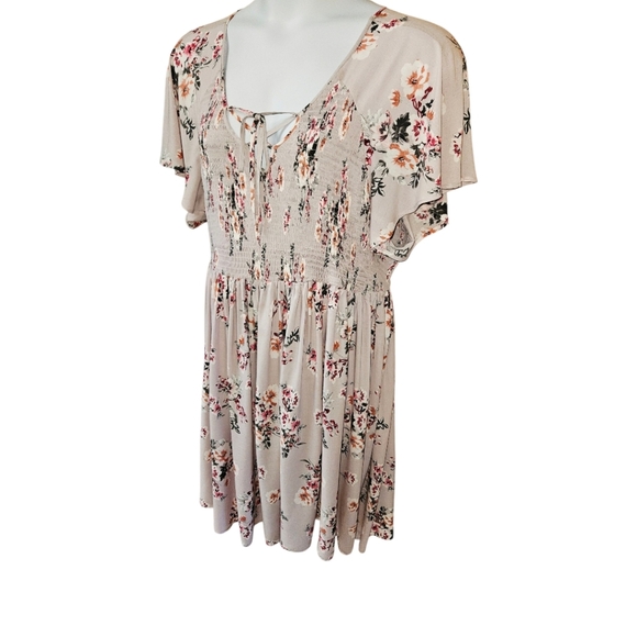 TORRID Plus Size Floral Lilac Smocked Front Tie Challis Skater Dress Size 3X - Picture 5 of 13